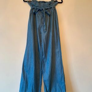 High-Waisted Denim Flare Pants